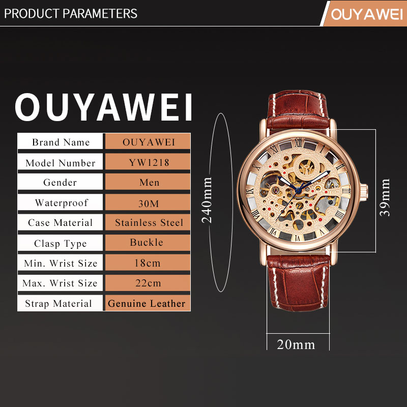 OUYAWEI Luxury Skeleton Men's Watch 1218 | witty watches online shop